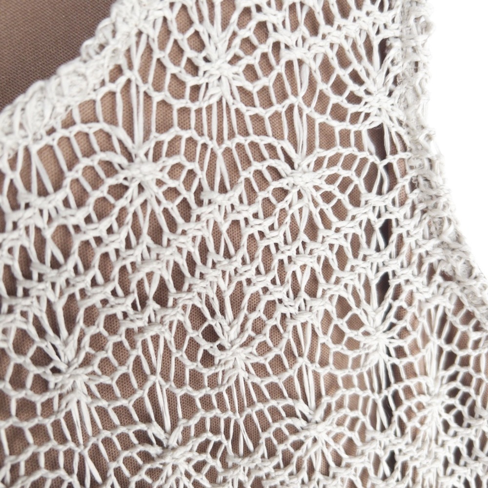 Sharagano Crochet Lace Overlay Nude Illusion Maxi Sheath Tank Dress Womens 10 L - Picture 4 of 14